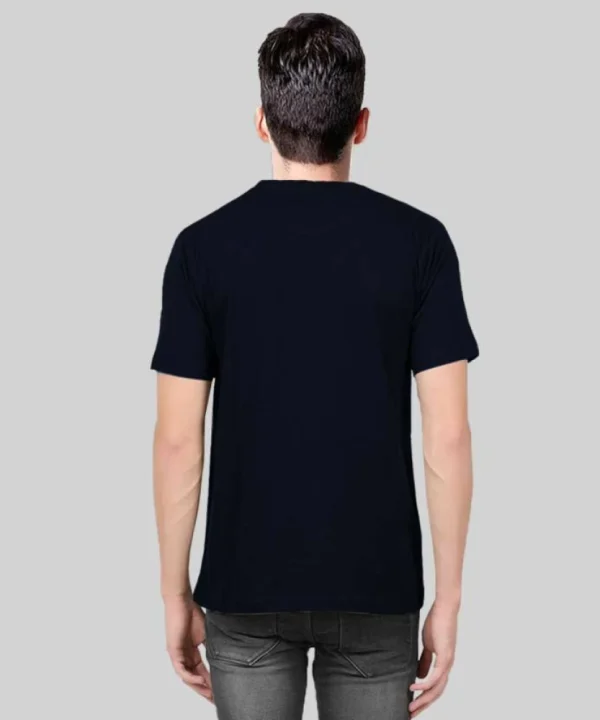 Men Solid Round Neck Cotton Blend Black T-Shirt - Image 4